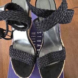 Stuart Weitzman Black Woven Sandals